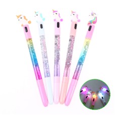 Cartoon Unicorn Light Pen 0.5mm Gel Pens Cute Glowing Ballpoint Pen Student Stationery 1 Pcs