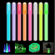 8 Color Glow-in-the-dark Pen DIY Creative Writing and Painting Ledger Color Light Fluorescent Paintbrush Art Stationery Supplies